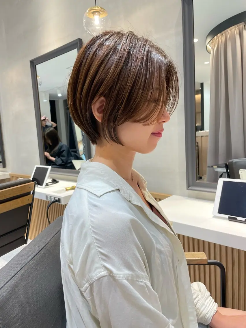 ショート ボブ ボブインナー 顔周りカット ショートヘア カット ヘアカラー トリートメント Aster 店長 れおんのヘアスタイル