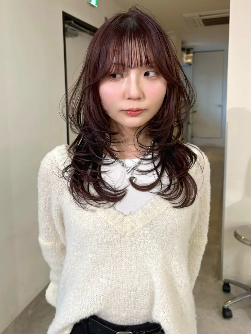 ロング カラー カット ヘアカラー mizuki/ピンク ベージュ.レイヤーのヘアスタイル