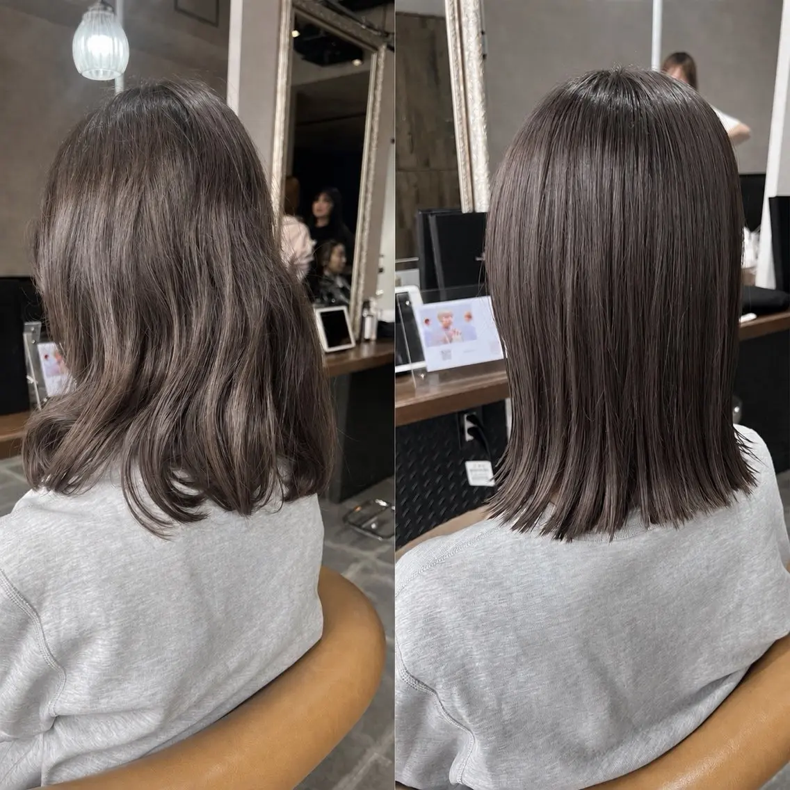 セミロング カット 縮毛矯正 トリートメント 天王町×韓国レイヤー 髪質改善  佐藤友茉のヘアスタイル