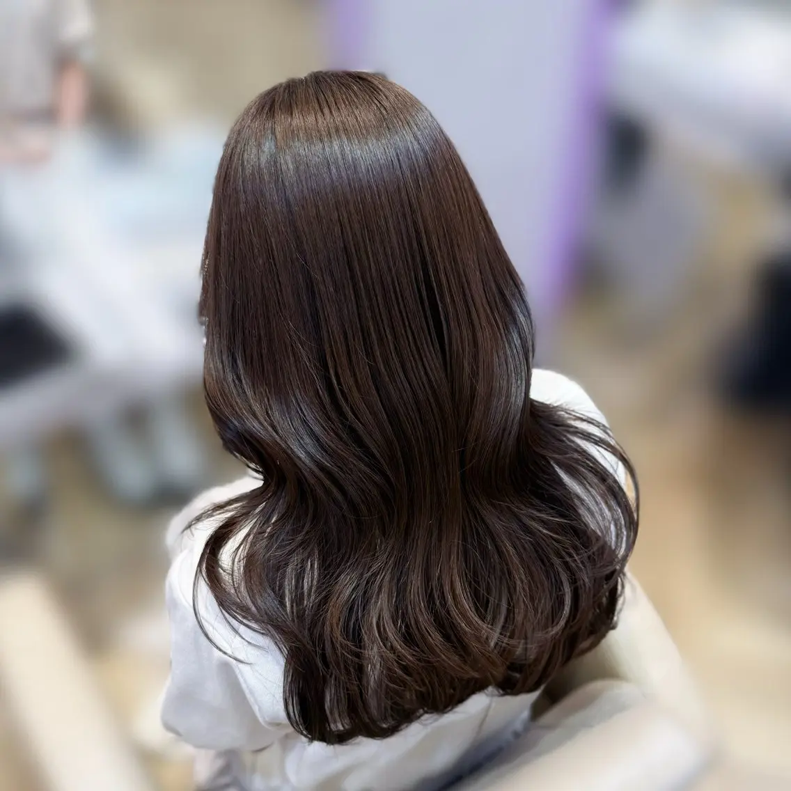 ロング カラー ブラウンカラー ショコラブラウン トリートメント カット ヘアカラー トリートメント ヘアセット 韓国ヘア/艶髪 顔周り/とばみかのヘアスタイル