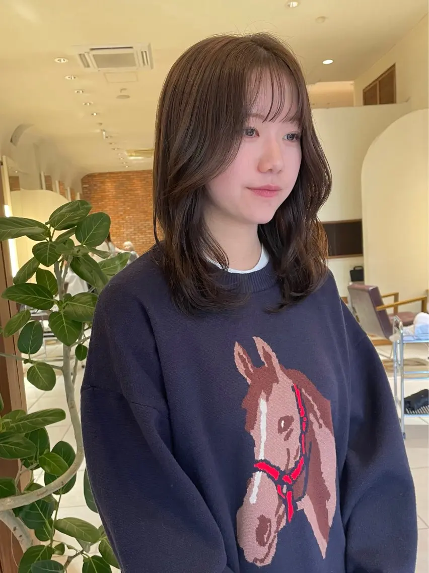 セミロング カラー カット 似合わせヘア🤎透明 感カラー🤎MIKAのヘアスタイル