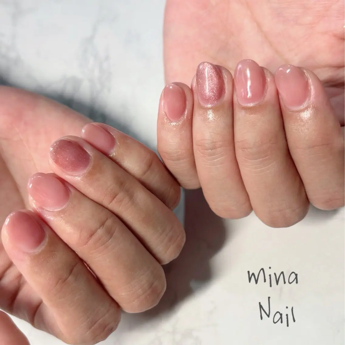 ネイル ジェルネイル 氷ネイル・うるうるネイル マグネットネイル オフィスネイル ショートネイル mina Nailのネイルデザイン