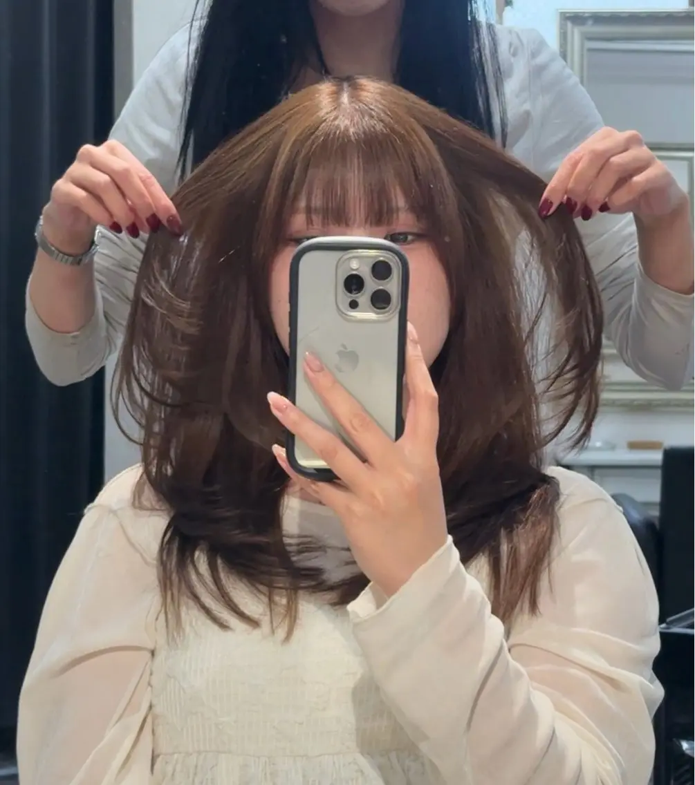 セミロング カット ヘアカラー トリートメント 韓国・透明感カラー /堀江/みずき🐩のヘアスタイル