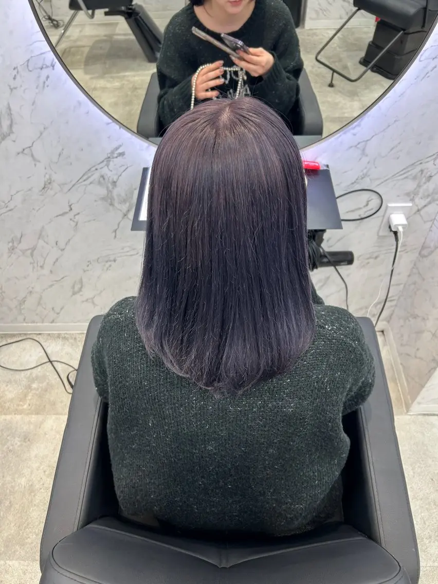 ロング カラー グレージュ ラベンダーカラー ラベンダーグレージュ ラベンダーグレー カット¥1100 ✂️MIUのヘアスタイル