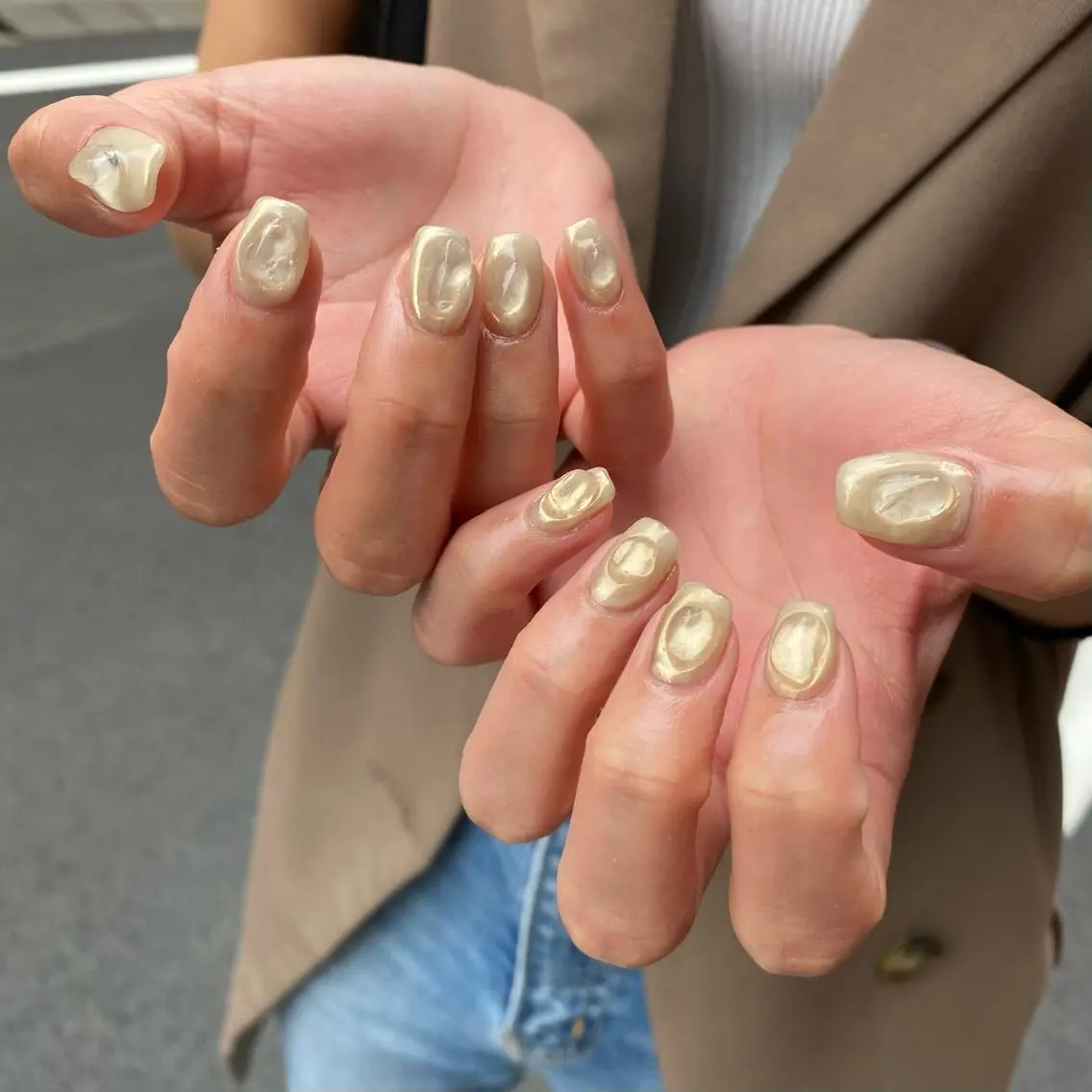 ネイル ジェルネイル 氷ネイル・うるうるネイル 韓国ネイル ラメ(グリッター) ミラーネイル ニュアンスネイル 💅🏻yuuiのネイルデザイン