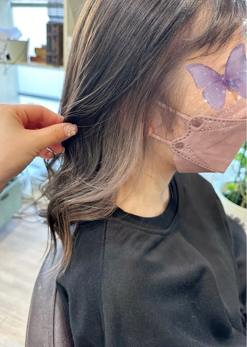 ミディアム ヘアカラー ツヤ髪質改善 💜れいな💜のヘアスタイル