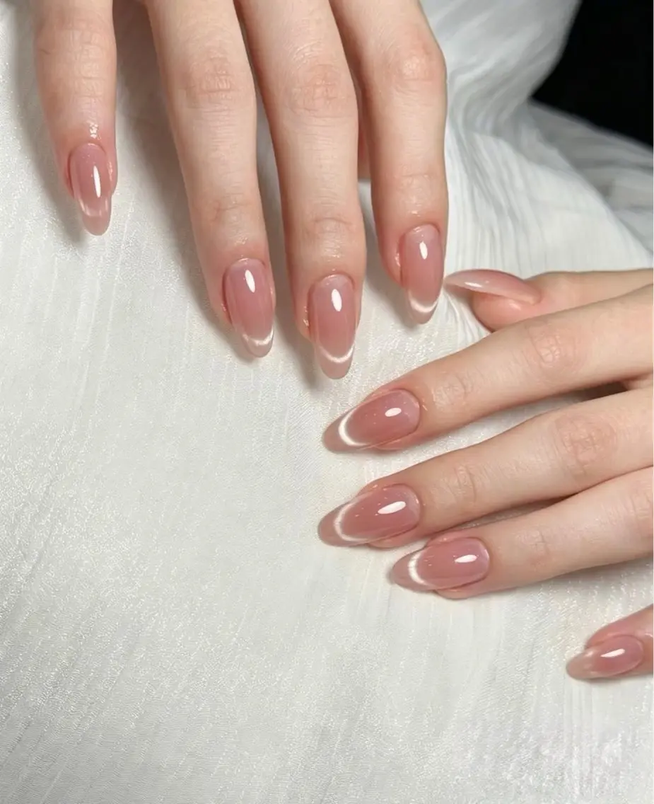 ネイル チークネイル ドット フレンチネイル グラデーション 韓国ネイル ハンドネイル Minette nailrinrinのネイルデザイン