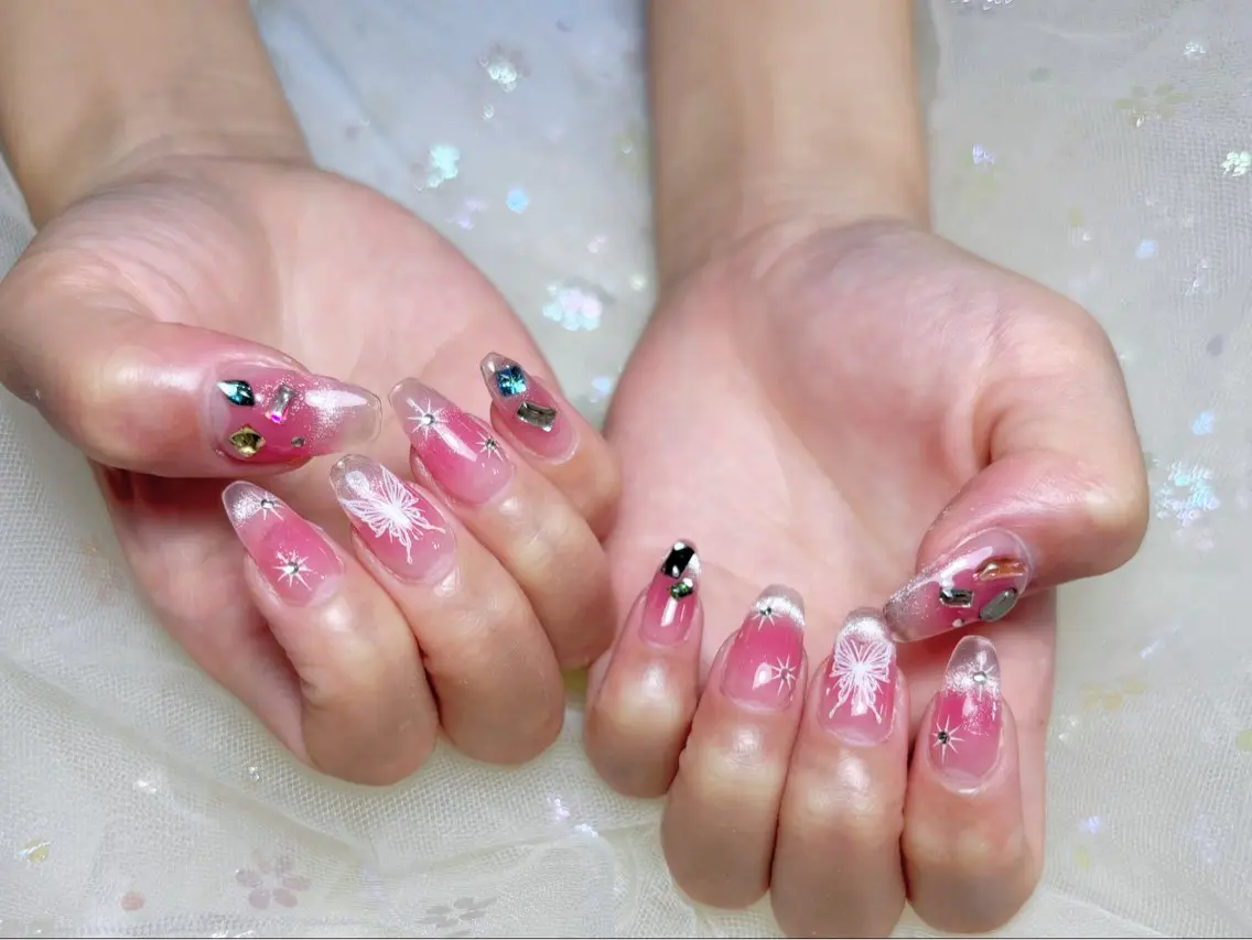 ネイル ハンドネイル H3 Nail Tsuki🦋💙のネイルデザイン
