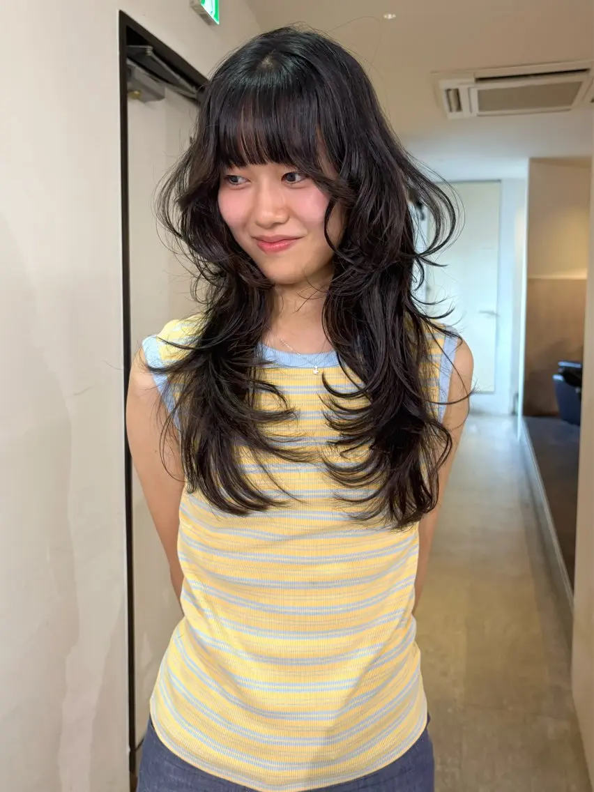ロング カラー 黒髪 カット ヘアカラー mizuki/ピンク ベージュ.レイヤーのヘアスタイル