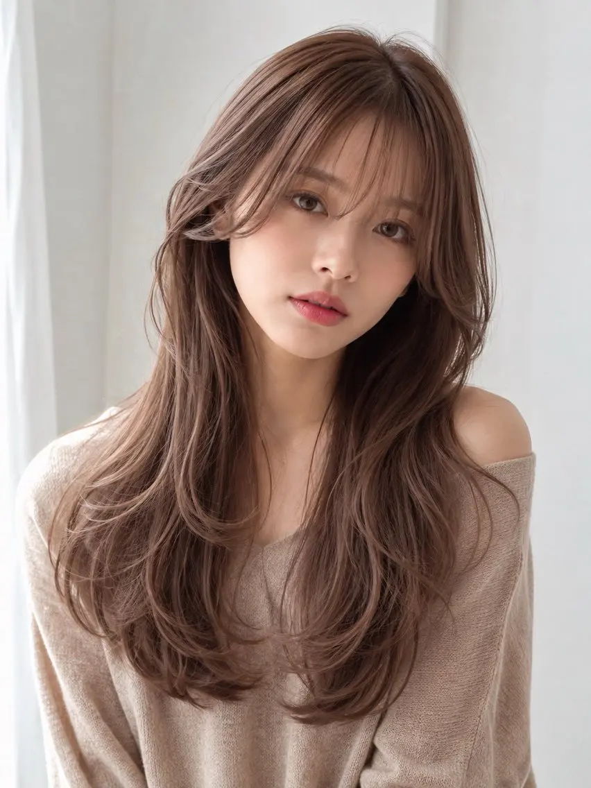 ロング カラー ヘアカラー 韓国×艶ハイトーンが かわいい✨️リオ🍒のヘアスタイル