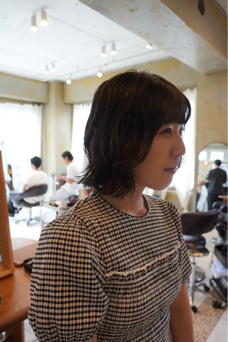 ミディアム パーマ パーマ ウチミズ サヤカのヘアスタイル