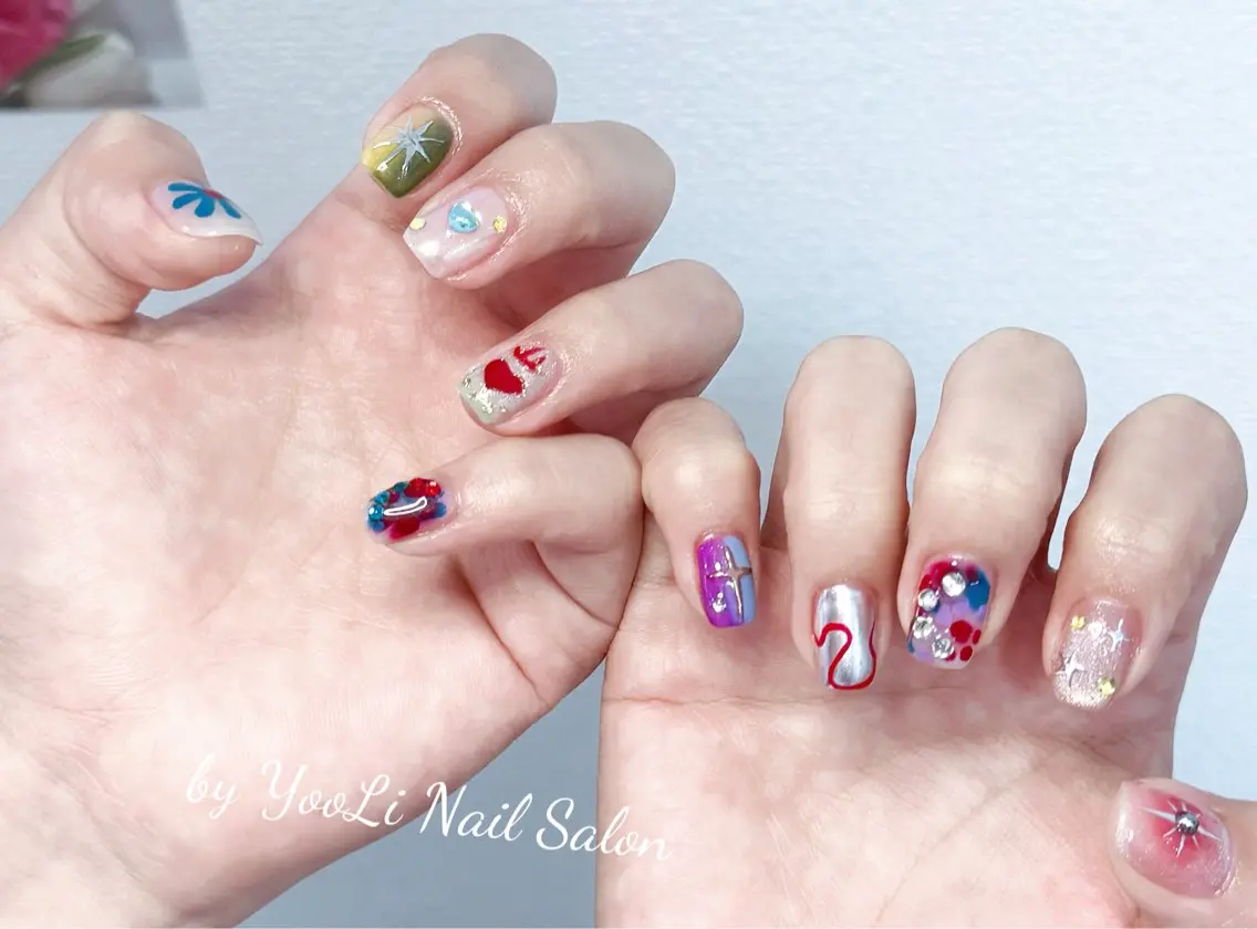 ネイル アートネイル オーロラネイル チークネイル フレンチネイル ガラスフレンチ ハンドネイル 🎀🎀YooLi Nail Salonのネイルデザイン