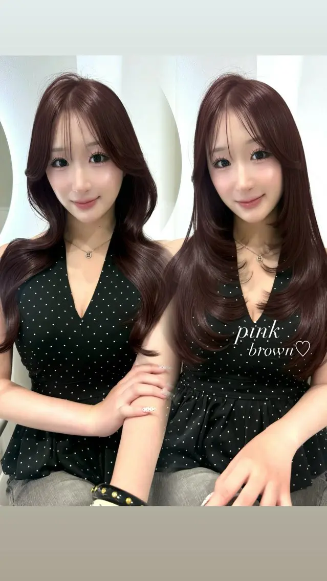 ロング カラー ブラウンカラー ピンクカラー くびれヘア レイヤーカット レイヤーカット🫧 🎀Tomoka🎀のヘアスタイル