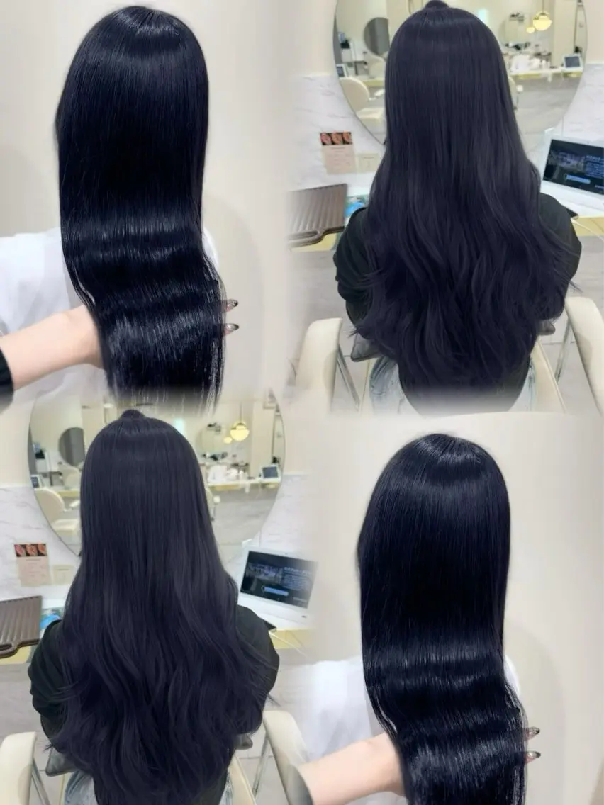 ロング カラー 黒髪 ブルーカラー ブルーブラック 透明感カラー 髪質改善 ヘアカラー 髪質改善🫧 カラー特化/Hinaのヘアスタイル