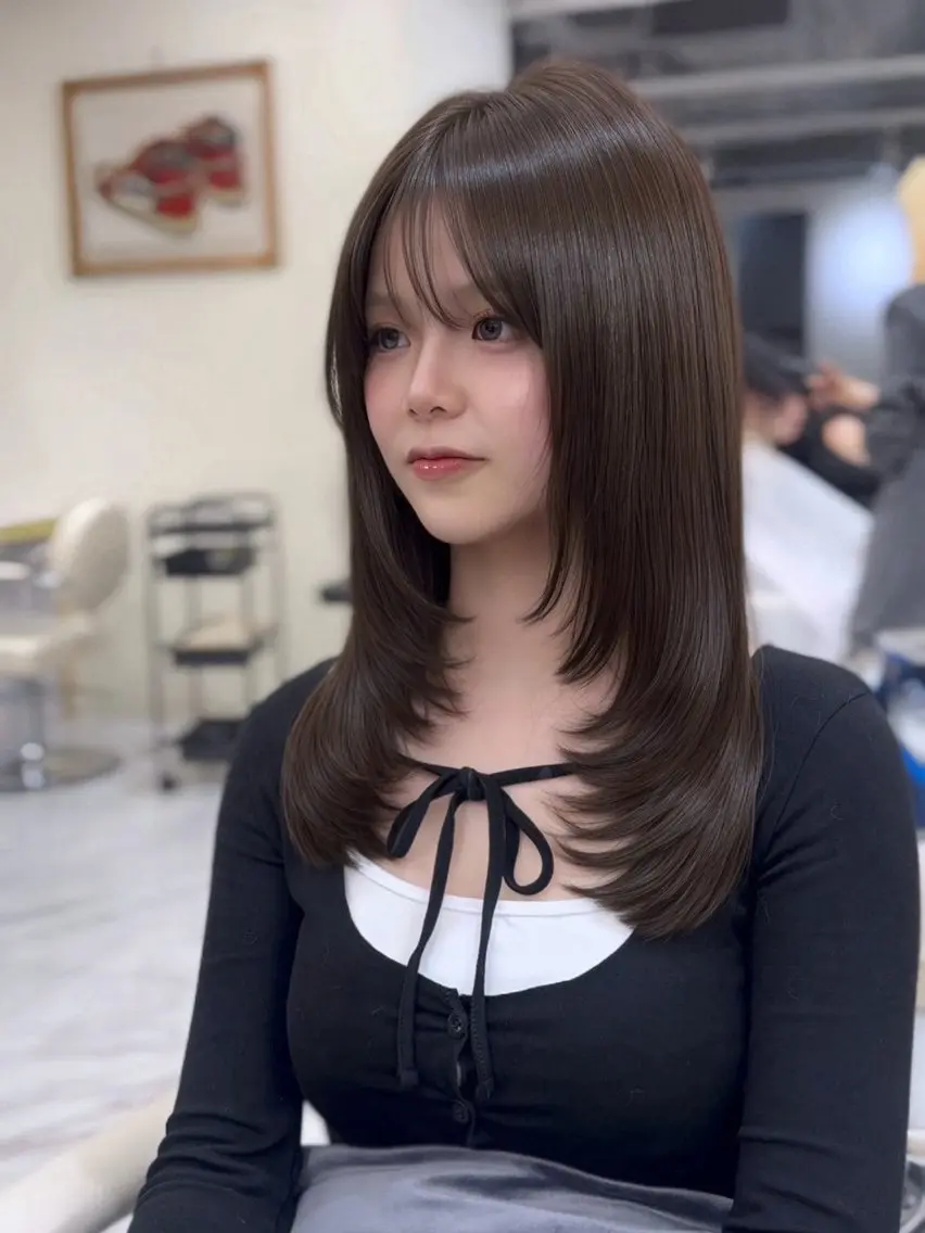 ロング カラー カット ヘアカラー トリートメント 韓国風レイヤー× 髪質改善/Hinaのヘアスタイル