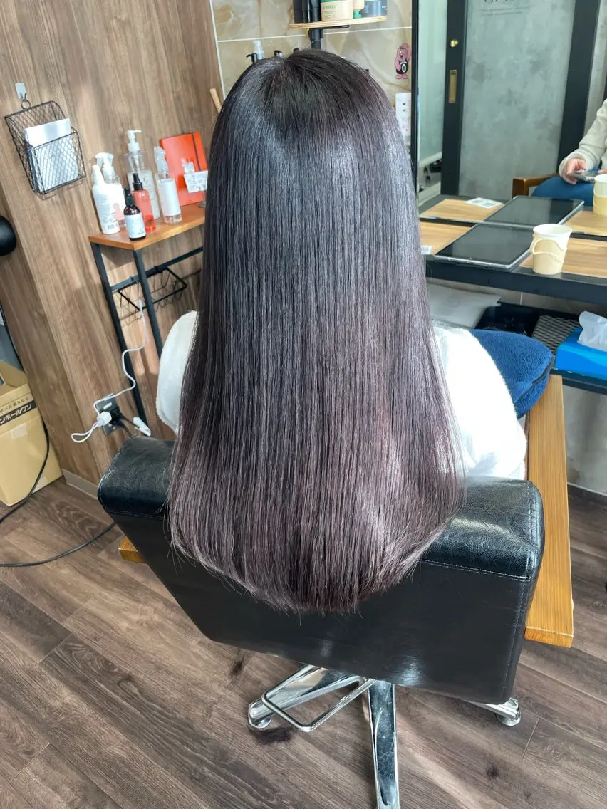 セミロング カラー 髪質改善 トリートメント 酸熱トリートメント トリートメント Lull1人美容室 バレイヤージュのヘアスタイル