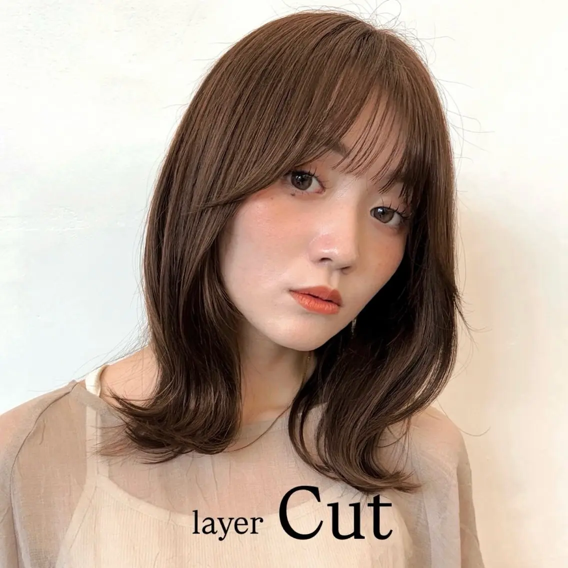 ミディアム カラー ヘアアレンジ ボブレイヤー ベージュカラー 透明感カラー ボブ レイヤーカット 🌱ボブ/レイヤー/ ベージュ/あやみ✨のヘアスタイル