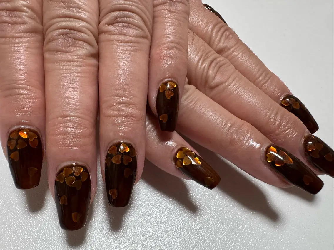 ネイル ブルー ブラウン ハート Nail Salon K&Rのネイルデザイン