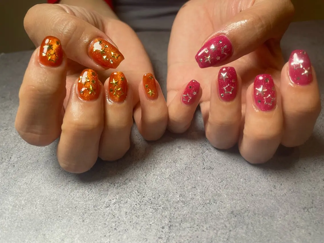 フラッシュネイル&マグネットネイル💅&⭐️星パーツネイル💅の写真