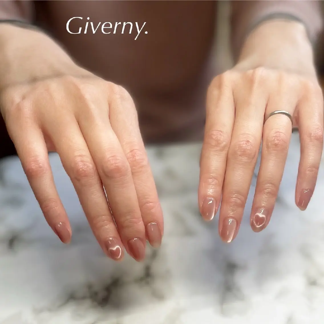 ネイル ハート マグネットネイル 春ネイル ハンドネイル Giverny .のネイルデザイン