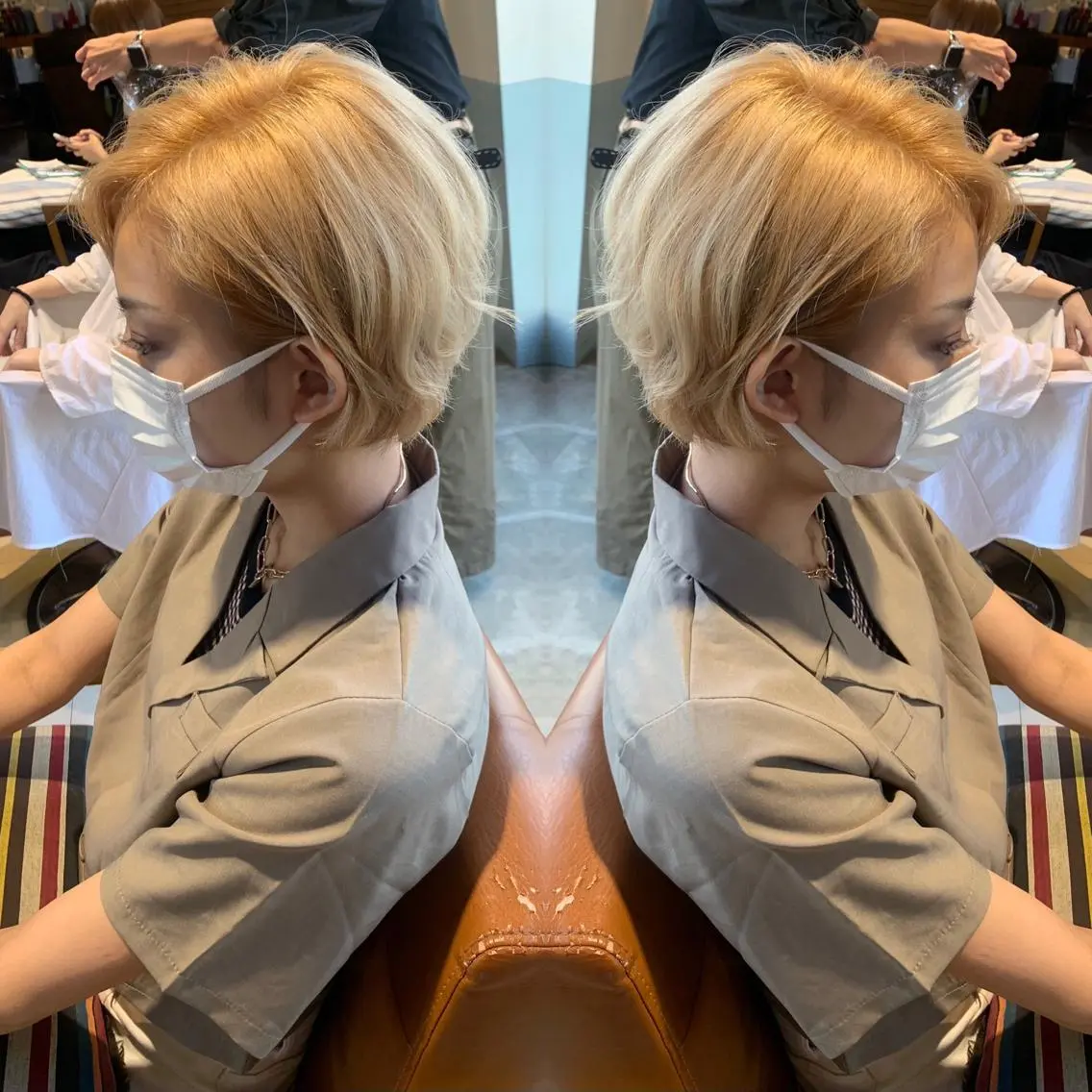 ショート カラー ベージュカラー ブロンド ブロンドベージュ 韓国🇰🇷 ✂︎hair 内田愛のヘアスタイル