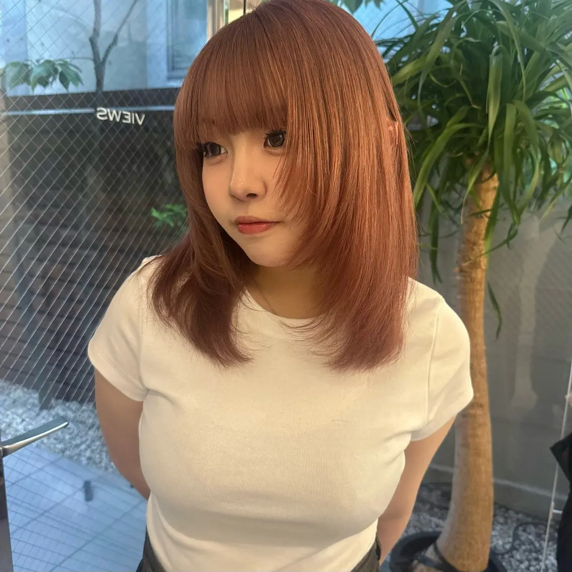 ミディアム カラー レイヤーカット カット ヘアカラー トリートメント Mizobe misakiのヘアスタイル