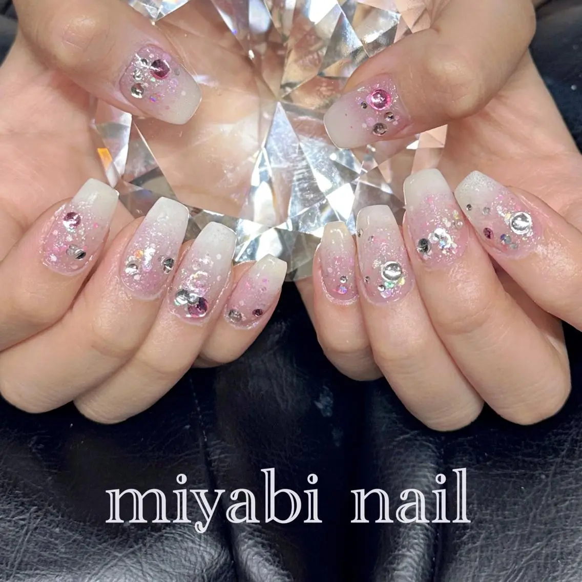 ネイル オーロラネイル 成人式 ジェルネイル グラデーション キラキラネイル ハンドネイル miyabi nail 桂川駅近くのネイルデザイン