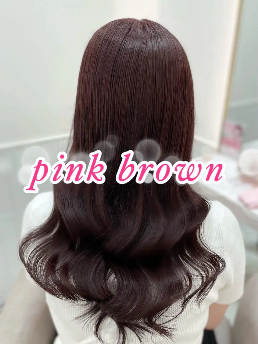 ロング カラー ブラウンカラー ピンクカラー ピンクブラウン カット ヘアカラー トリートメント いぶきゆう 栄/カットモデルのヘアスタイル