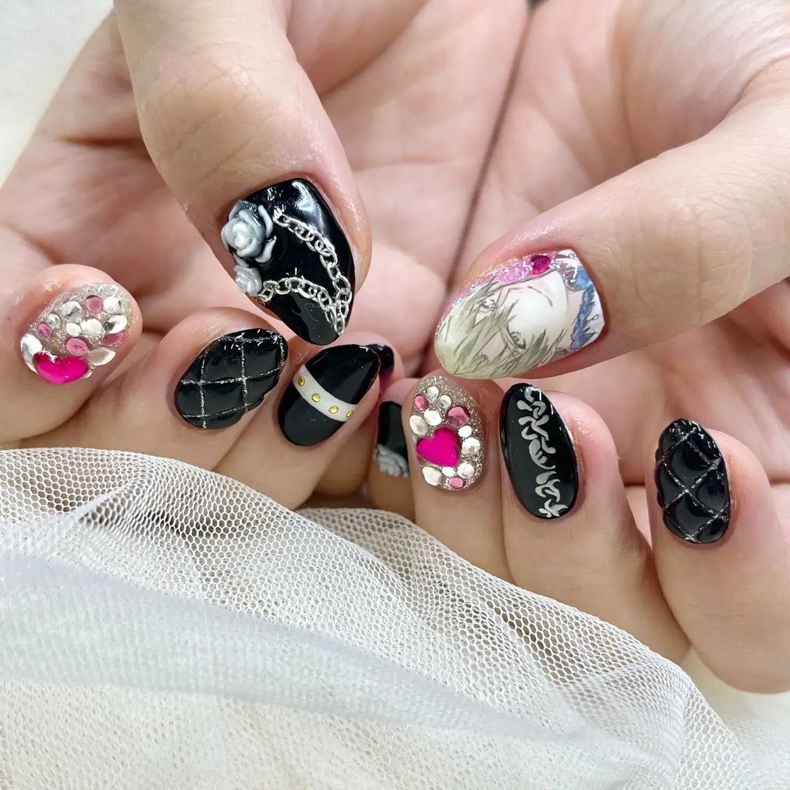 ネイル ハート 持ち込み 池袋痛ネイル Nok. 渡辺のネイルデザイン