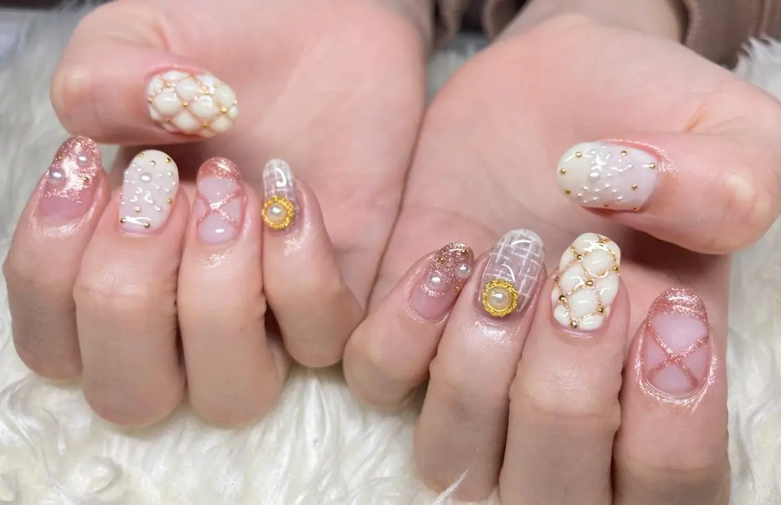 ネイル ジェルネイル パラジェル バレンタイン ブライダルネイル 冬ネイル Nail&eye Belire 新宿のネイルデザイン