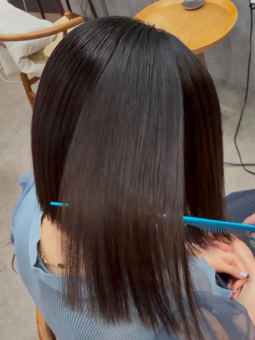 ミディアム カット 縮毛矯正 ほの /縮毛矯正 /メンズ/カラーのヘアスタイル