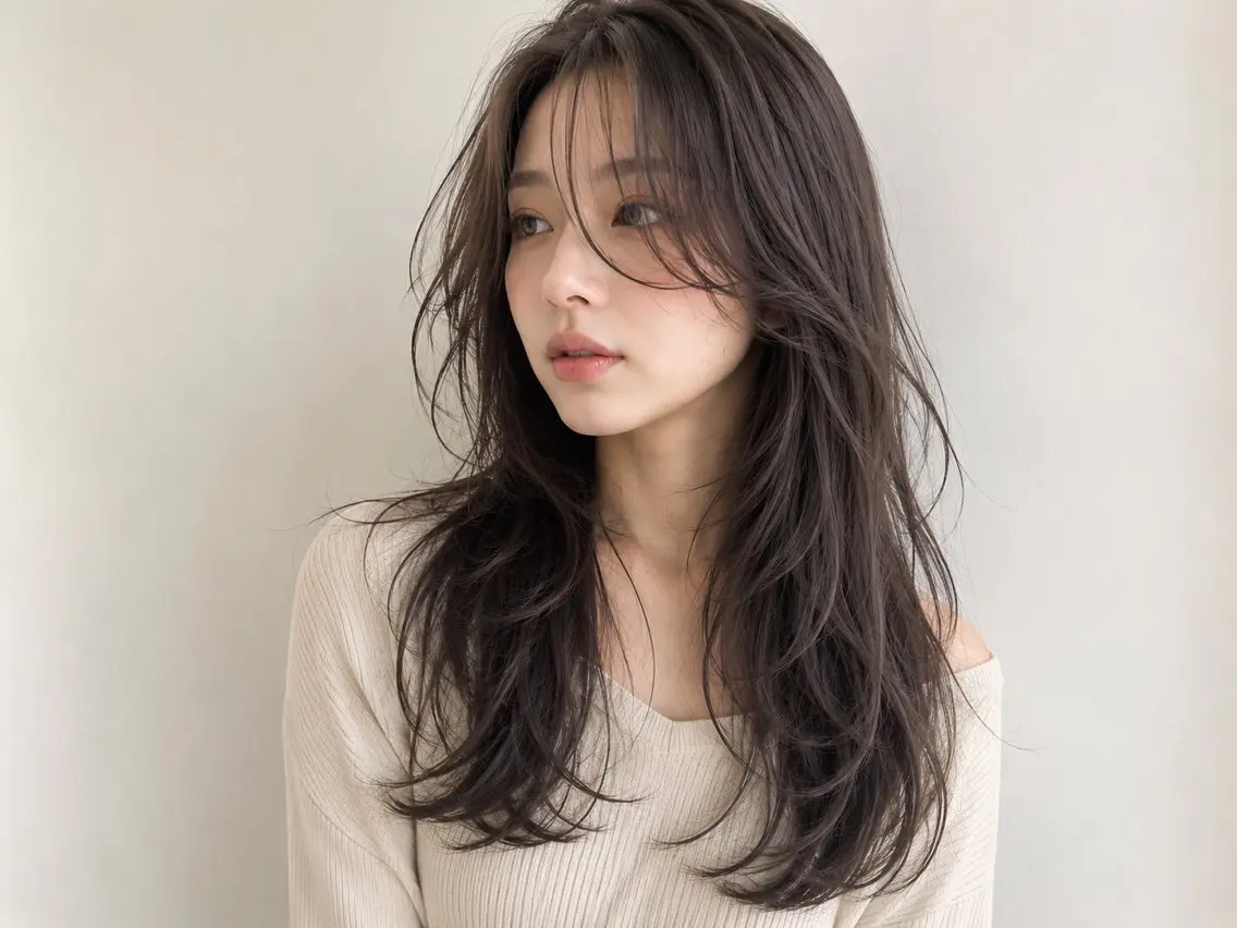 ロング レイヤーカット カット 透明感color ゆうな🎀のヘアスタイル