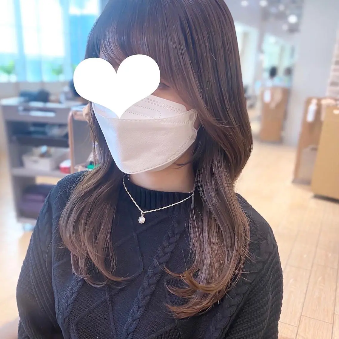 セミロング 顔周りカット レイヤーカット 似合わせカット カット トリートメント 顔周り/くびれヘア 韓国ヘア💕風間るなのヘアスタイル