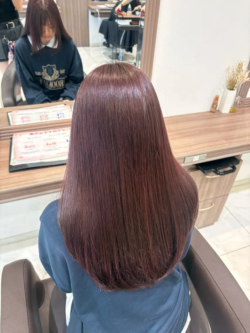 ロング ピンクブラウン カット ヘアカラー 🎀韓国レイヤー/ 髪質改善🎀きららのヘアスタイル