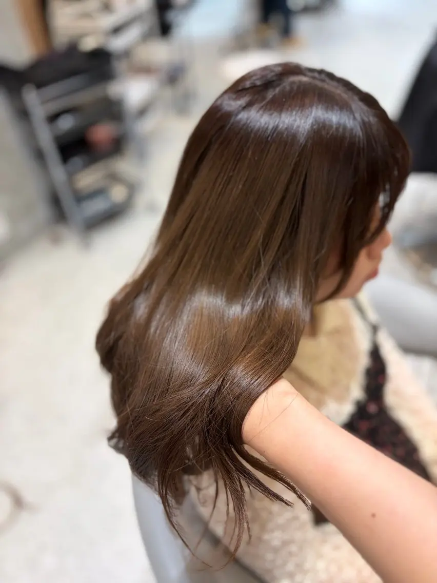 セミロング カラー カット ヘアカラー トリートメント ヘアセット/レイヤー オリーブ/はるかのヘアスタイル