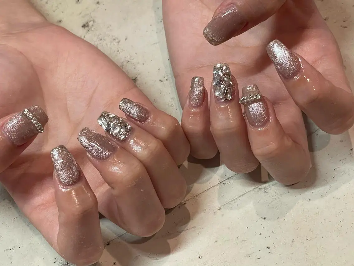 ネイル ハンドネイル 韓国/ワンホン/長さ 出しつけ放題🎀のネイルデザイン