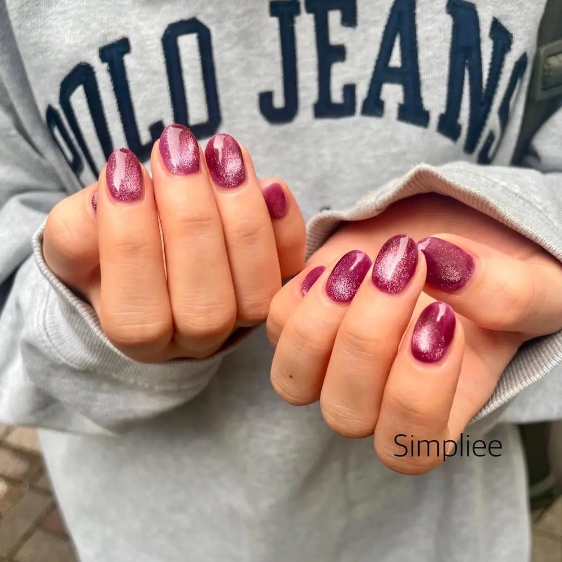 ネイル ジェルネイル ラメ(グリッター) マグネットネイル ワンカラーネイル 🎀MOENA/渋谷 シンプリーNAILのネイルデザイン