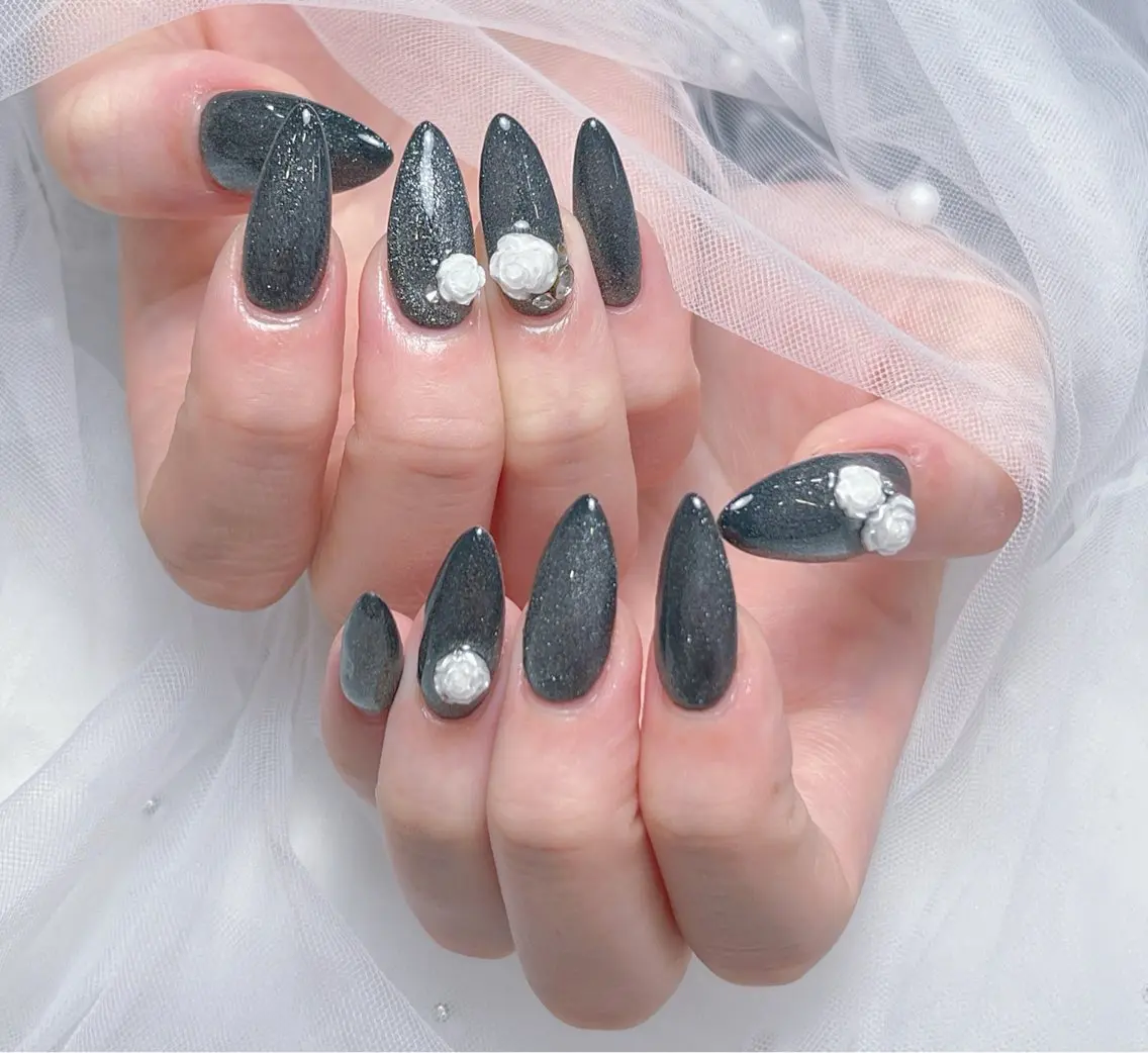 ネイル アートネイル オーロラネイル チークネイル 長さ出し フットネイル Miya _nailのネイルデザイン