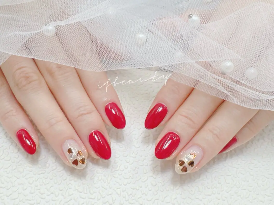ネイル グラデーション ハート ラメ(グリッター) ラメグラデーション ワンカラーネイル ハンドネイル 💓mi.o Nail上野店のネイルデザイン