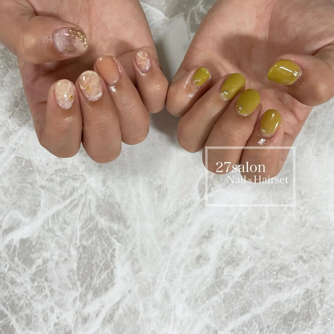 ネイル ニュアンスネイル ピスタチオネイル 27salon yuinaのネイルデザイン