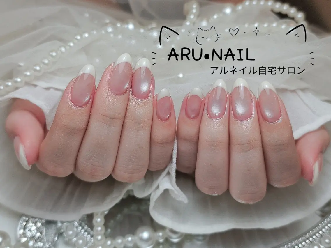 ネイル フレンチネイル マグネットネイル ハンドネイル ARU·NAIL 自宅サロン港区宝神のネイルデザイン