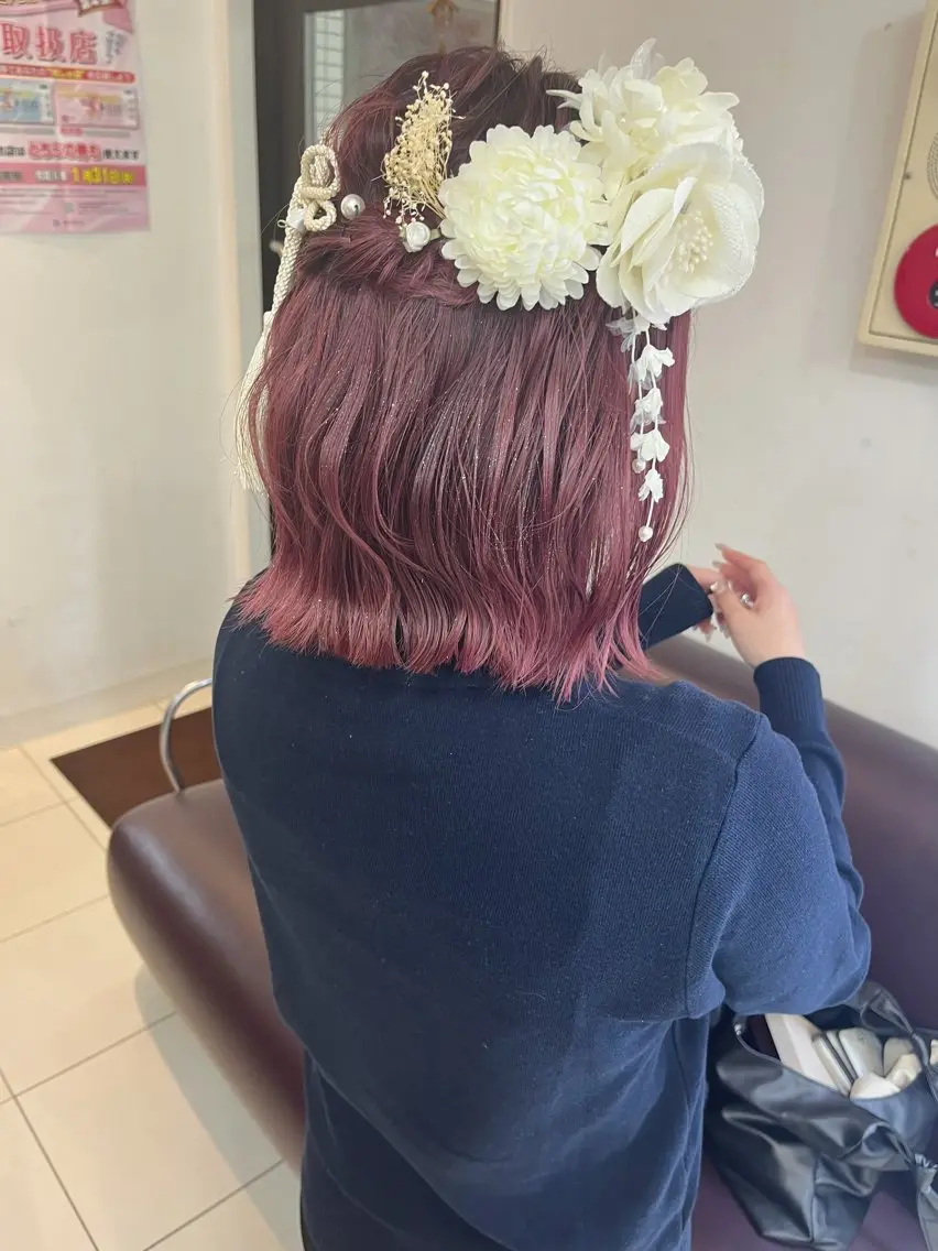 ミディアム ヘアアレンジ ヘアセット アレンジ&ショート 💙YUKINOのヘアスタイル