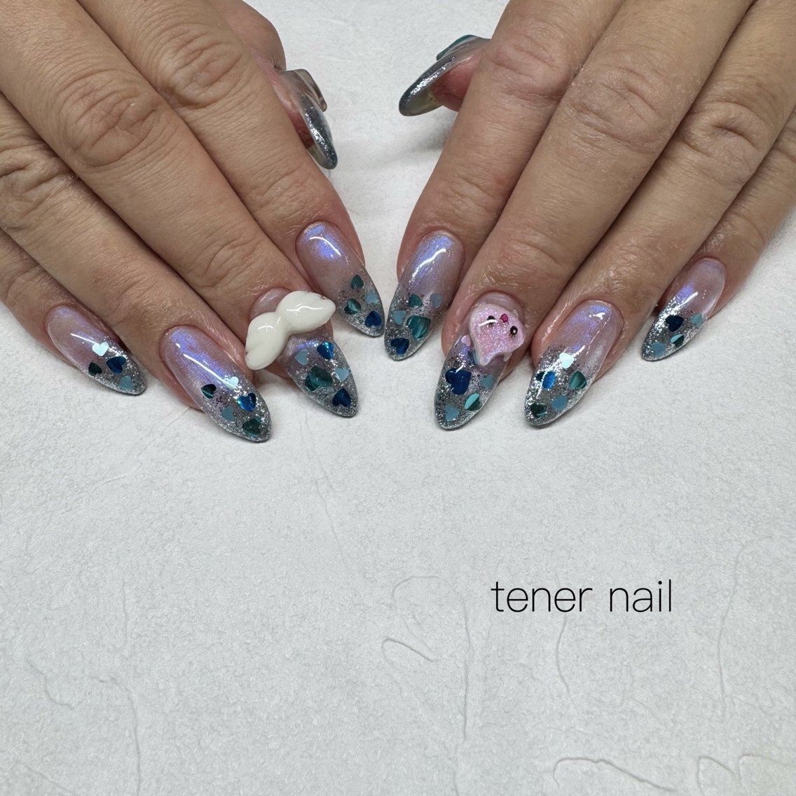ネイル グラデーション ハート ハンドネイル テネルネイル tener nailのネイルデザイン