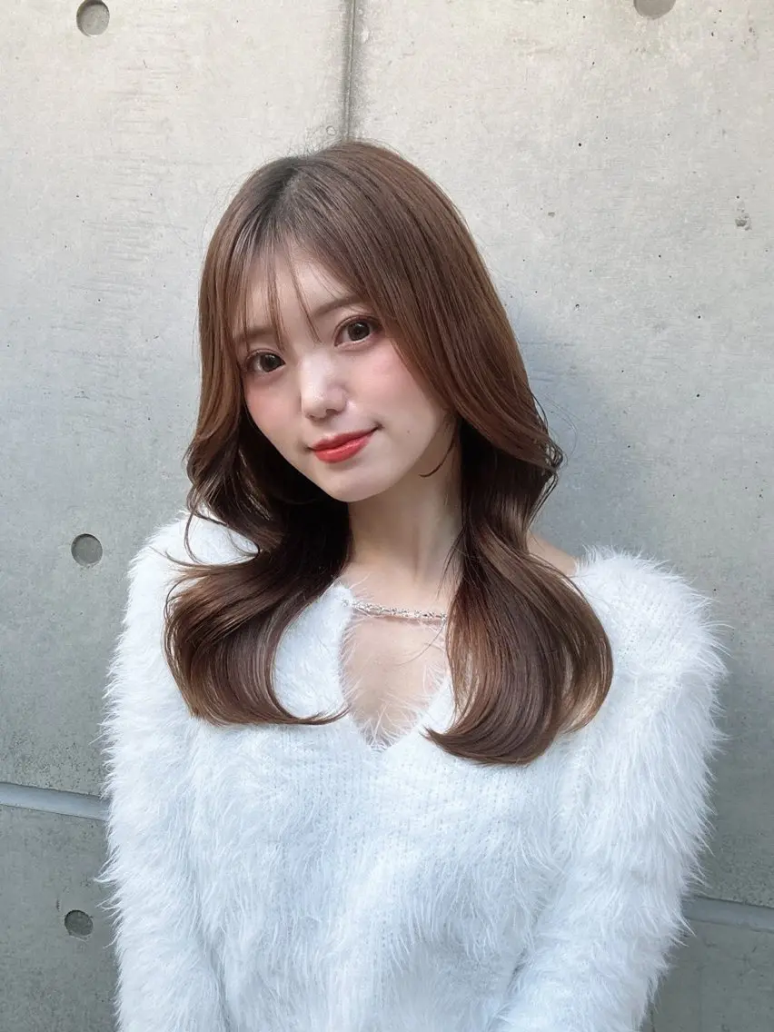 セミロング エクステ 顔周りカット 髪質改善 韓国風ヘア ワンホンヘア カット ヘアカラー トリートメント Lond  mare 🦋ayana🦋のヘアスタイル