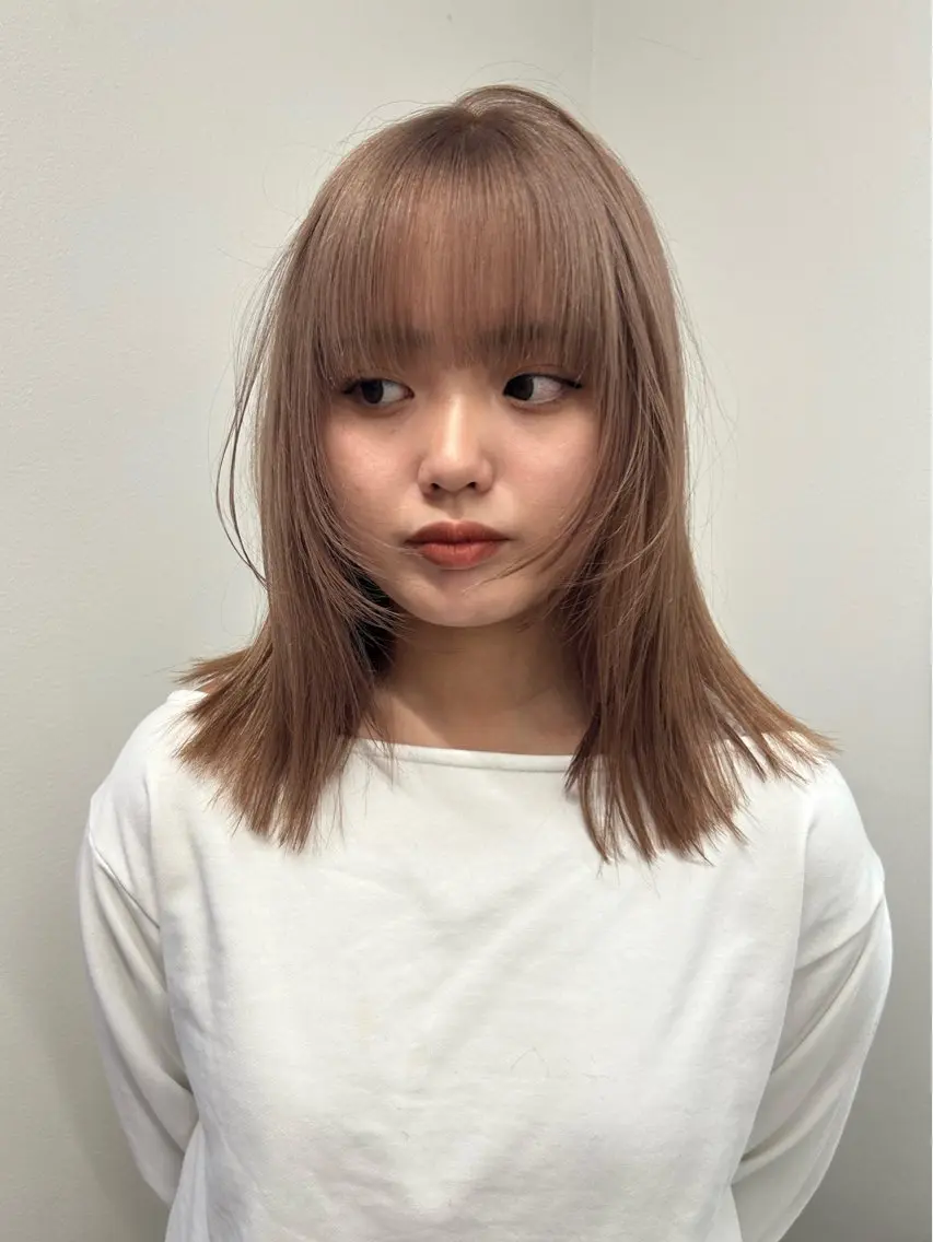 ミディアム カラー ヘアカラー トリートメント aya/ブリーチ/ ボブ/ショートのヘアスタイル