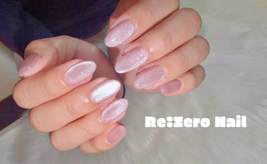 ネイル マグネットネイル ピンク ハンドネイル Re:Ø nail 🩵TSUJIのネイルデザイン