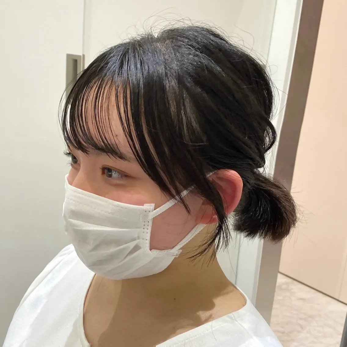 ショート おくれ毛 小顔カット カット トリートメント RIKA韓国ヘア/く びれヘア/上品カラーのヘアスタイル