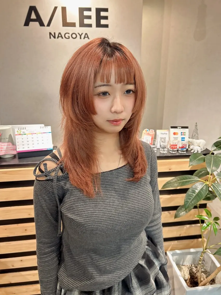 ミディアム ハッシュカット 姫カット カット ウルフカット レイヤーカット上柿のヘアスタイル