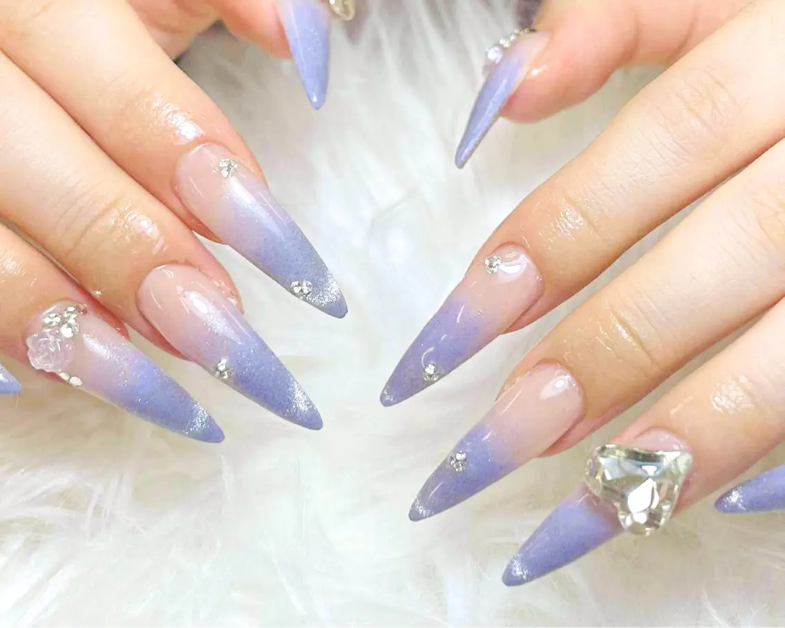 ネイル チークネイル 長さ出し フラッシュネイル フレンチネイル グラデーション ハンドネイル AN NAIL SALONのネイルデザイン