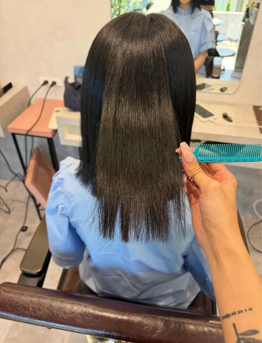 ミディアム 縮毛矯正 モデル募集中❗️ 吹矢　渉のヘアスタイル